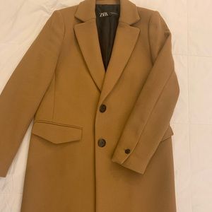 ZARA  long wool trench coat, lightly worn!